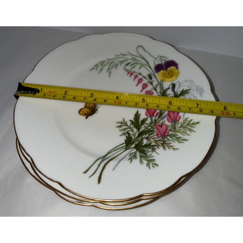 Vintage Haviland & Co M.B. China Plates Floral Butterfly Design Fine Porcelain - Picture 4 of 4